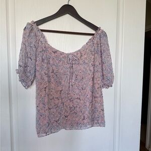 Floral Pink and Purple textured Top
